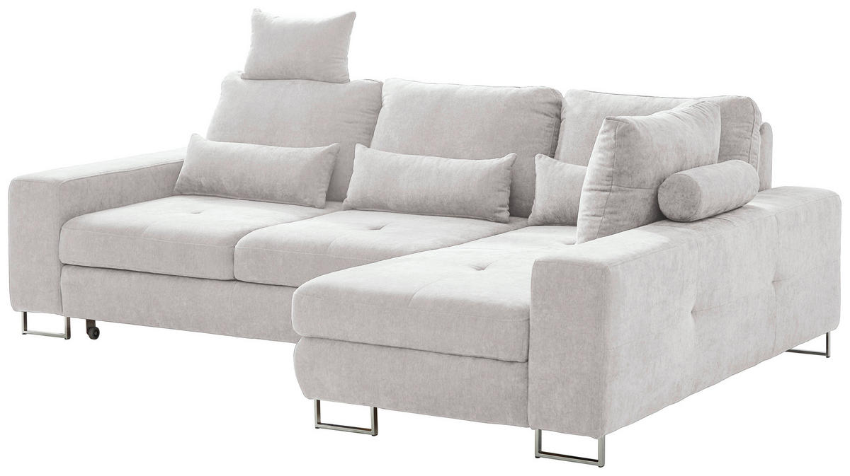 SEDEŽNA GARNITURA, gladka tkanina krem barve  - krem barve, Design, kovina/tekstil (260/188cm) - Hom`in