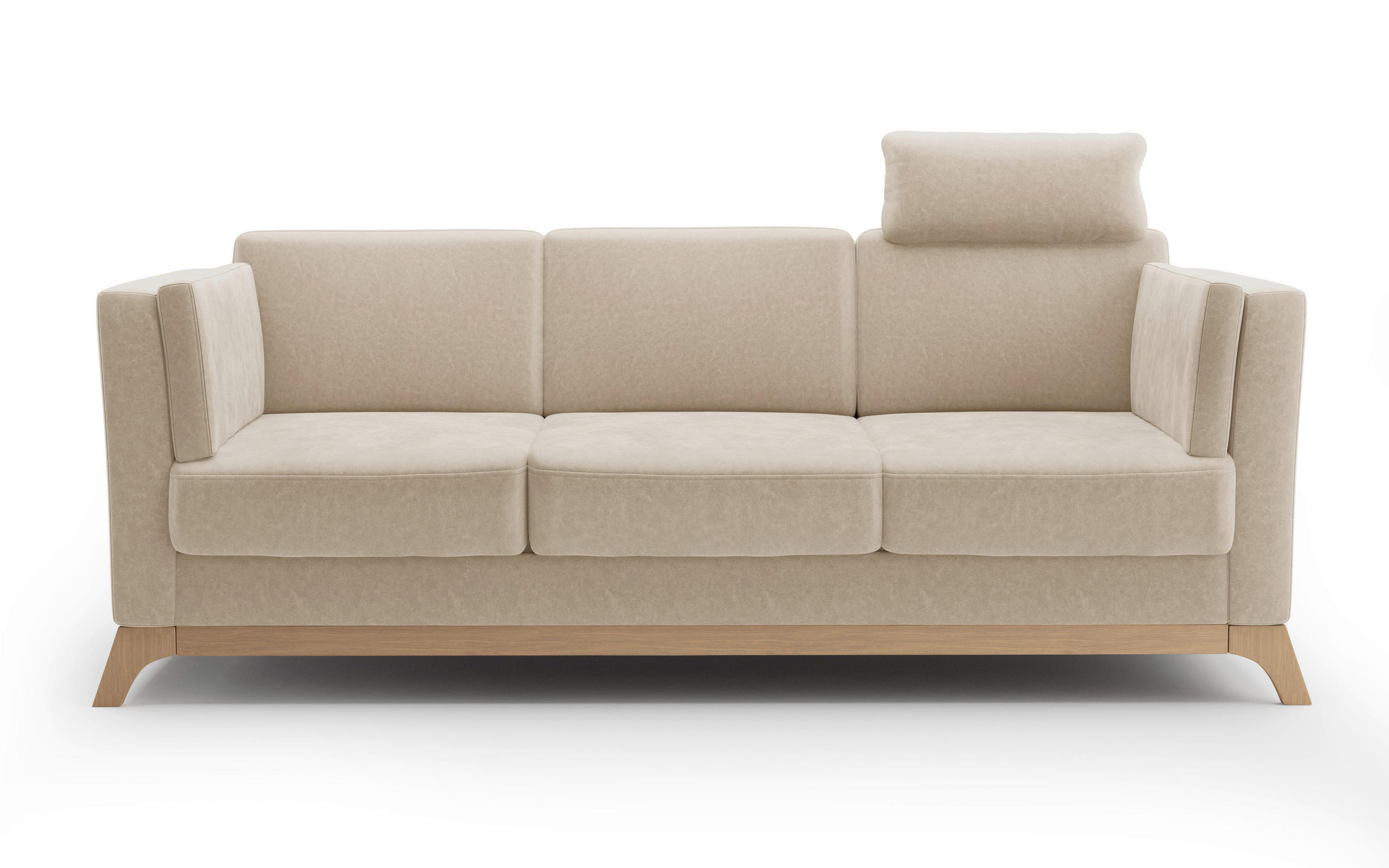 3-SITZER-SOFA Mikrofaser Beige  - Eichefarben/Beige, KONVENTIONELL, Holz/Textil (213/84/93cm) - Sit & More