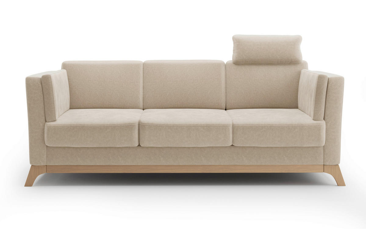 3-SITZER-SOFA Mikrofaser Beige  - Eichefarben/Beige, KONVENTIONELL, Holz/Textil (213/84/93cm) - Sit & More