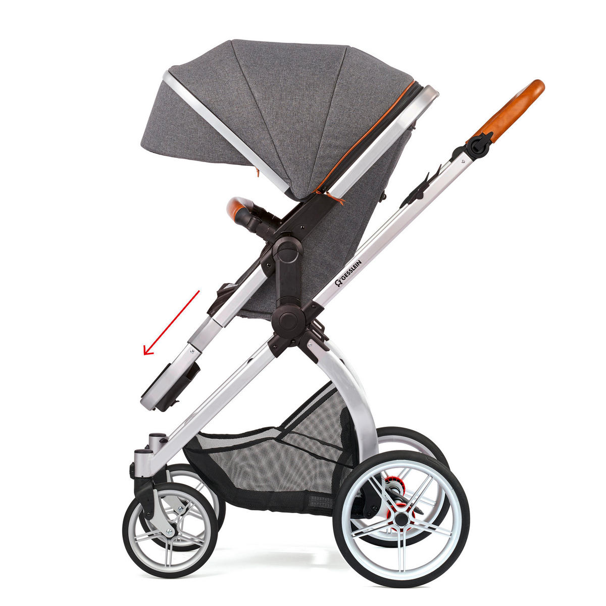 KINDERWAGENSET FX4 Life  - Blau/Cognac, Basics, Textil/Metall (57/129/100cm) - Gesslein