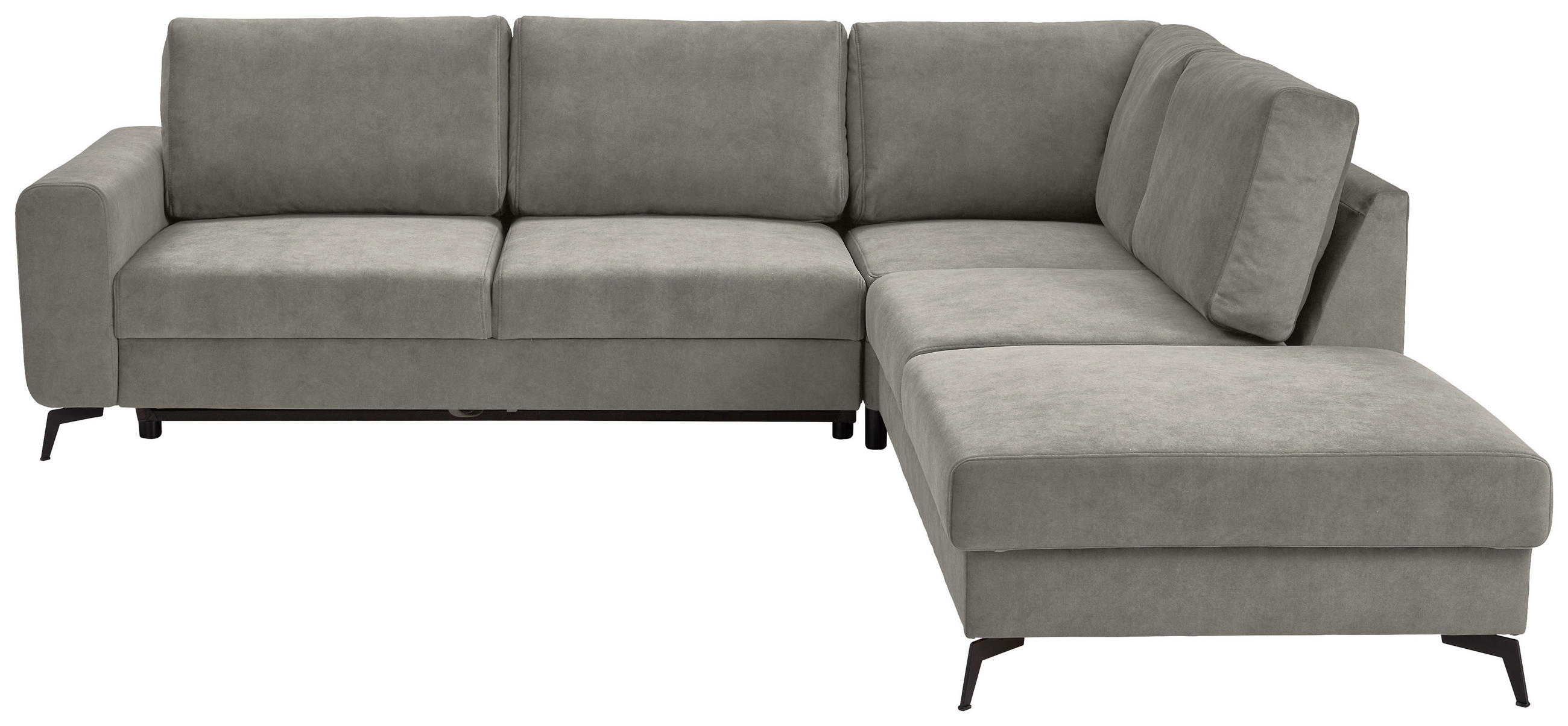 ECKSOFA Hellgrau Chenille  - Hellgrau/Schwarz, KONVENTIONELL, Textil/Metall (275/257cm) - Carryhome