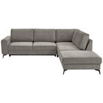 ECKSOFA Hellgrau Chenille  - Hellgrau/Schwarz, KONVENTIONELL, Textil/Metall (275/257cm) - Carryhome