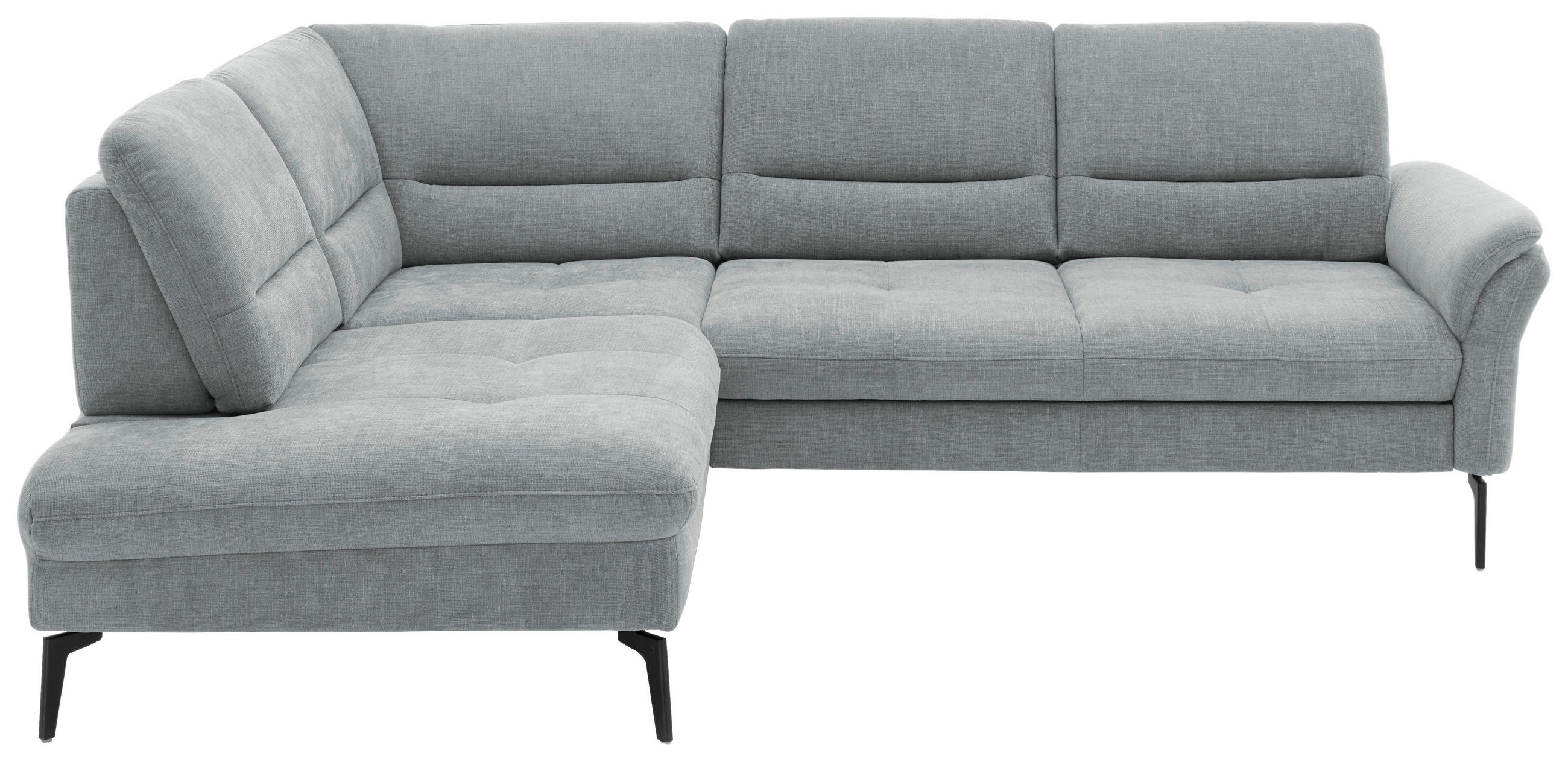 CANAPÉ D'ANGLE in Webstoff Hellgrau  - Hellgrau/Schwarz, Design, Textil/Metall (206/256cm) - Beldomo System
