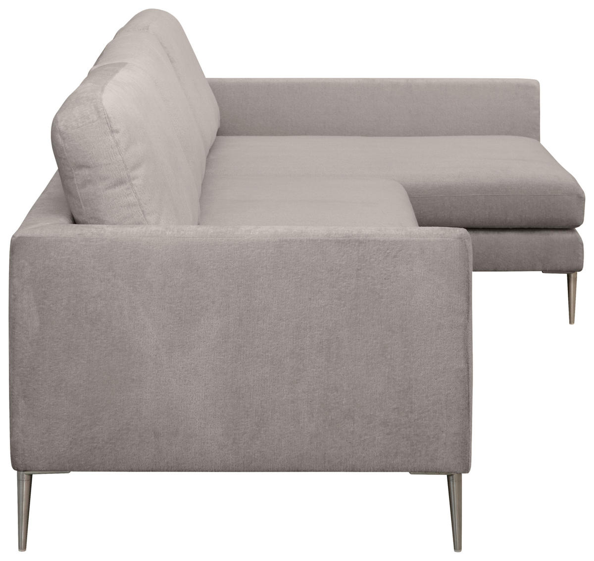 ECKSOFA Taupe Chenille  - Taupe/Silberfarben, KONVENTIONELL, Textil/Metall (284/143cm) - Carryhome