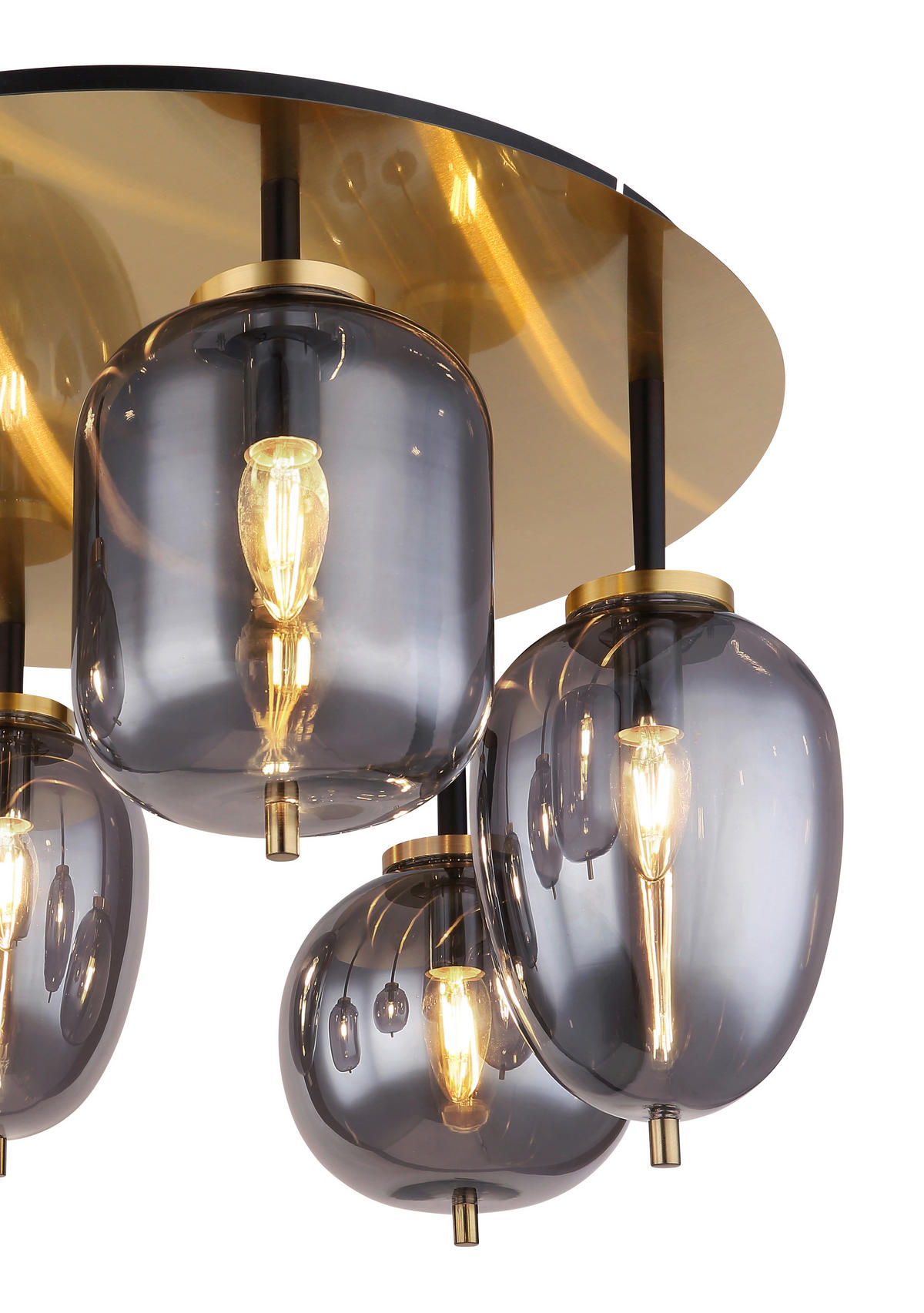 DECKENLEUCHTE  65/38 cm    - Messingfarben, Design, Glas/Metall (65/38cm) - Globo