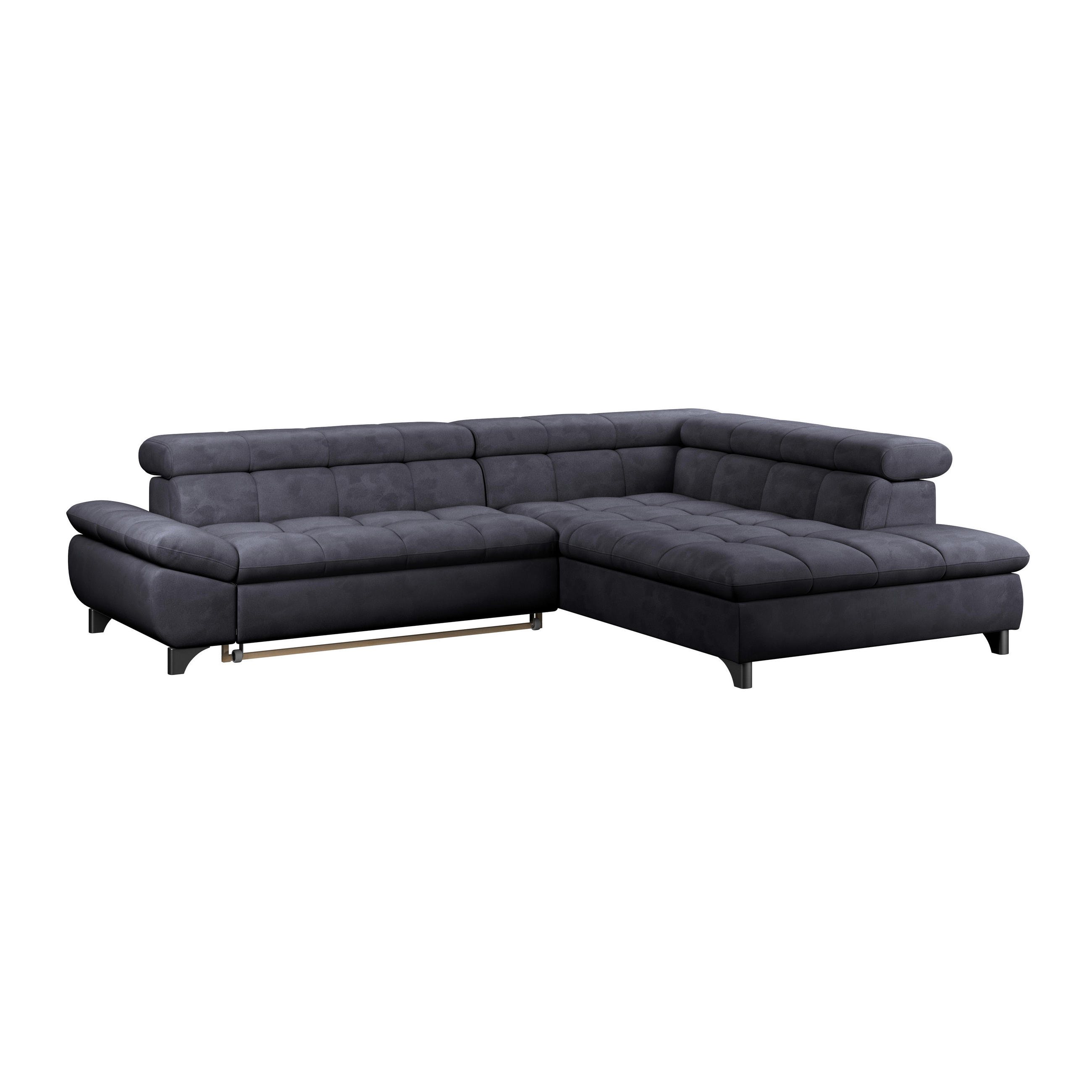 ECKSOFA Dunkelblau Chenille  - Chromfarben/Dunkelblau, KONVENTIONELL, Textil/Metall (312/234cm) - Livetastic