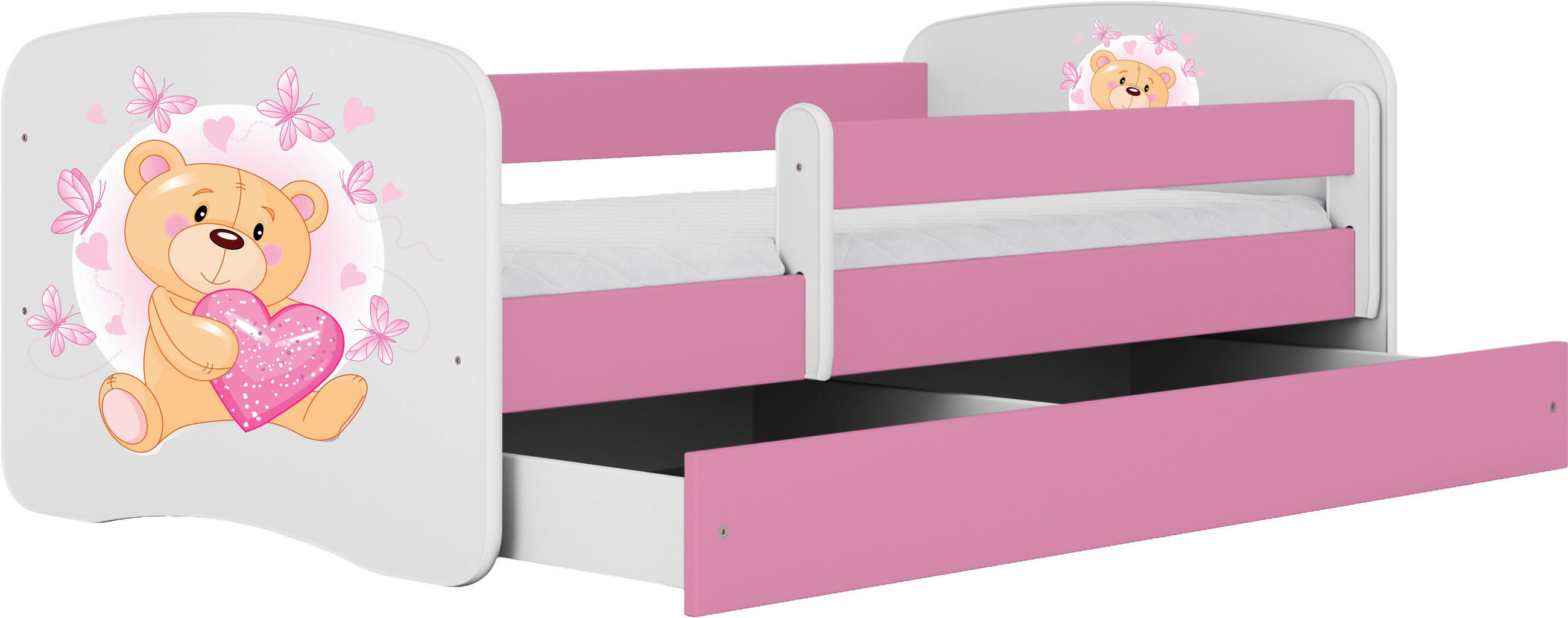 KINDER-/JUNIORBETT 80/160 cm  in Weiß, Pink  - Pink/Birkefarben, MODERN, Holz/Holzwerkstoff (80/160cm) - MID.YOU