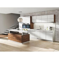 EINBAUKÜCHE K7  - Nussbaumfarben/Weiß, Design, Glas/Holz - Team 7