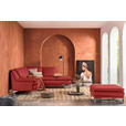 ECKSOFA Rot Echtleder  - Chromfarben/Rot, Design, Leder/Metall (242/224cm) - Novel