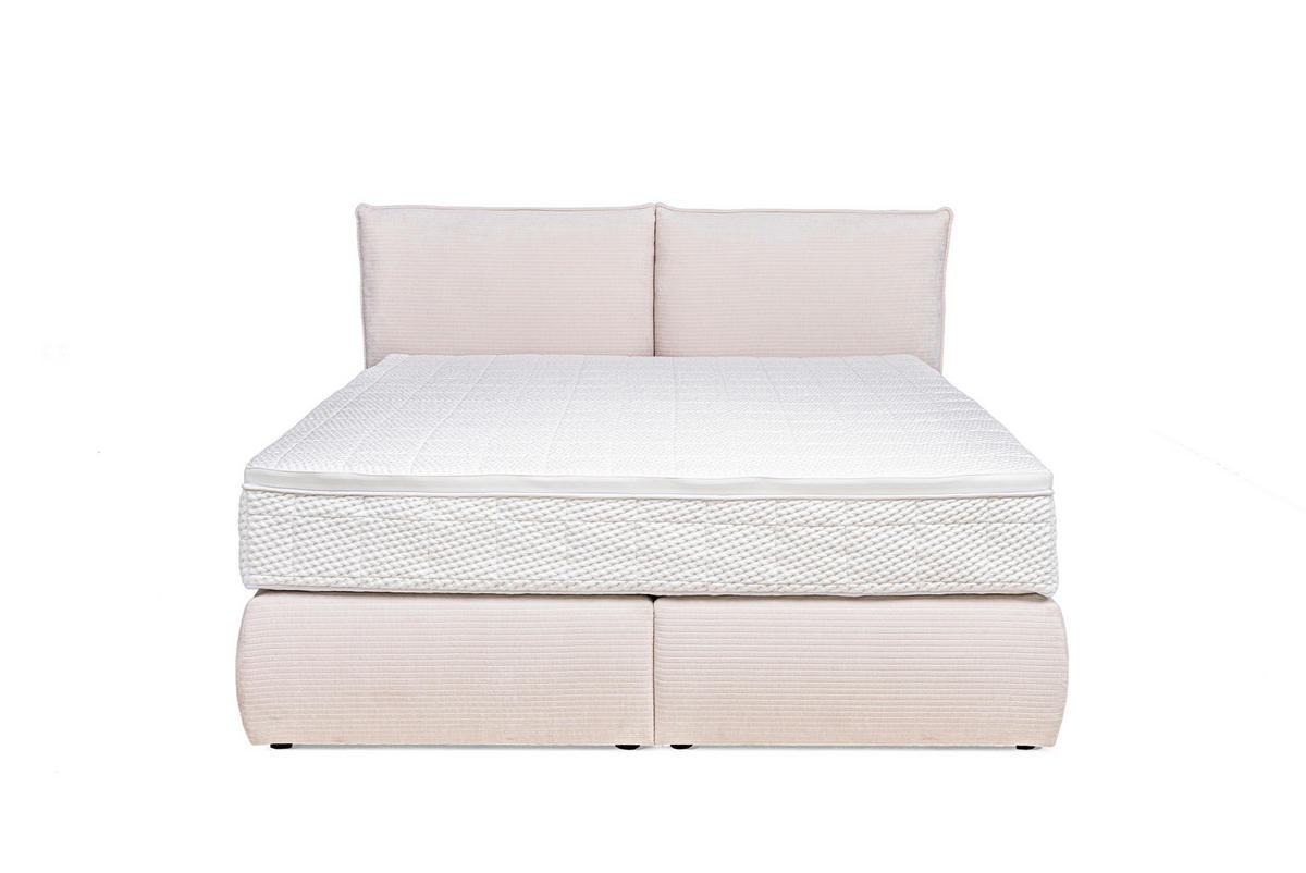 KONTINENTALSÄNG 180/200 cm  i cremefärgad  - svart/cremefärgad, Design, trämaterial/trä (180/200cm) - Visionight