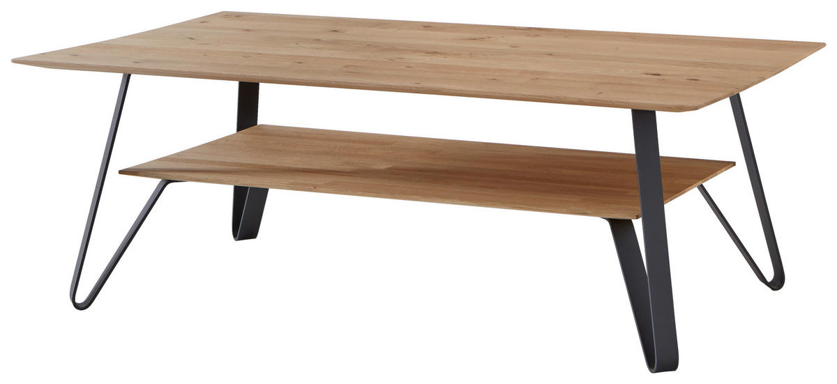 COUCHTISCH in Holz, Metall 95/65/42,6 cm  - Eichefarben/Schwarz, Design, Holz/Metall (95/65/42,6cm) - Valdera