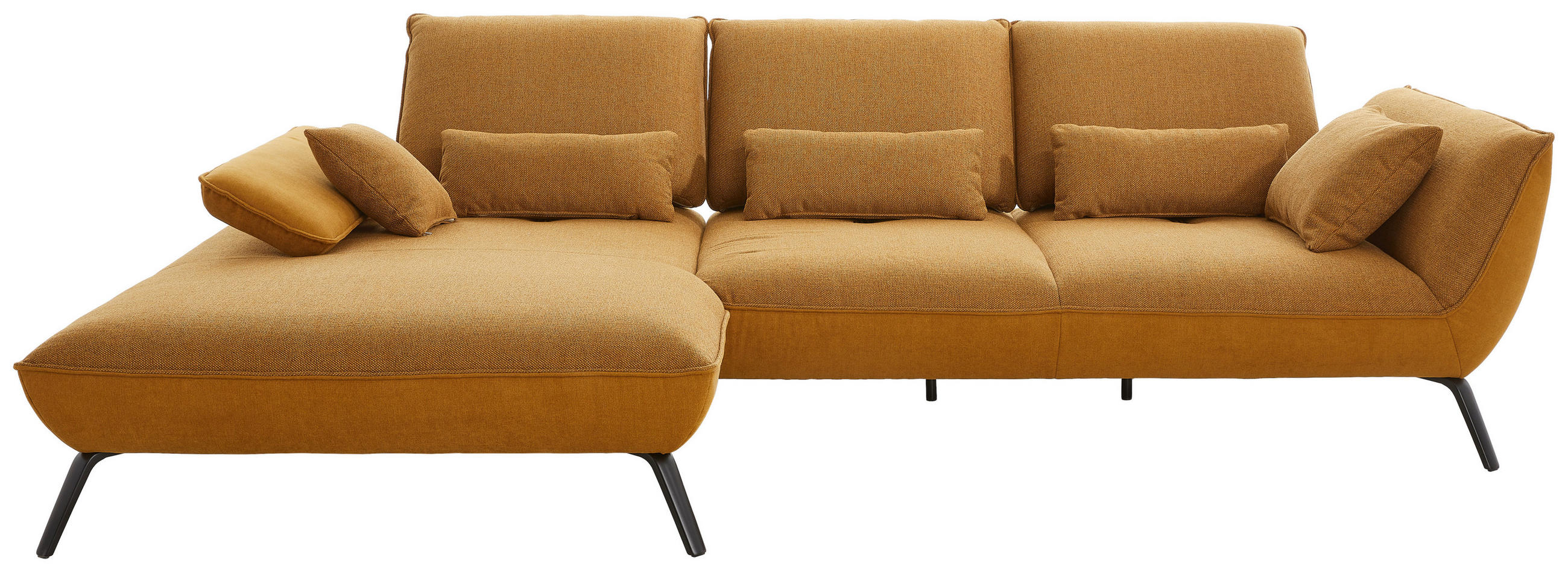 ECKSOFA Orange Flachgewebe  - Schwarz/Orange, Design, Textil/Metall (191/301cm) - Moderano