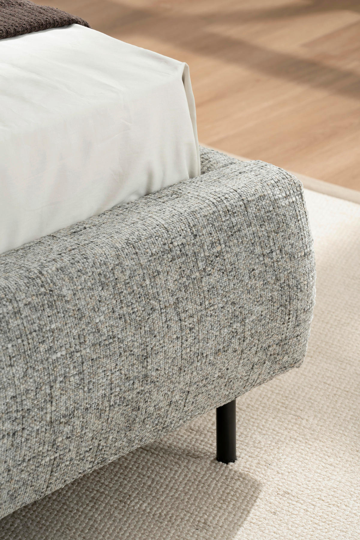 POLSTERBETT gepolstertes Kopfteil, Lattenrost 140/200 cm  in Grau  - Eichefarben/Schwarz, Design, Holz/Textil (140/200cm) - Boxxx