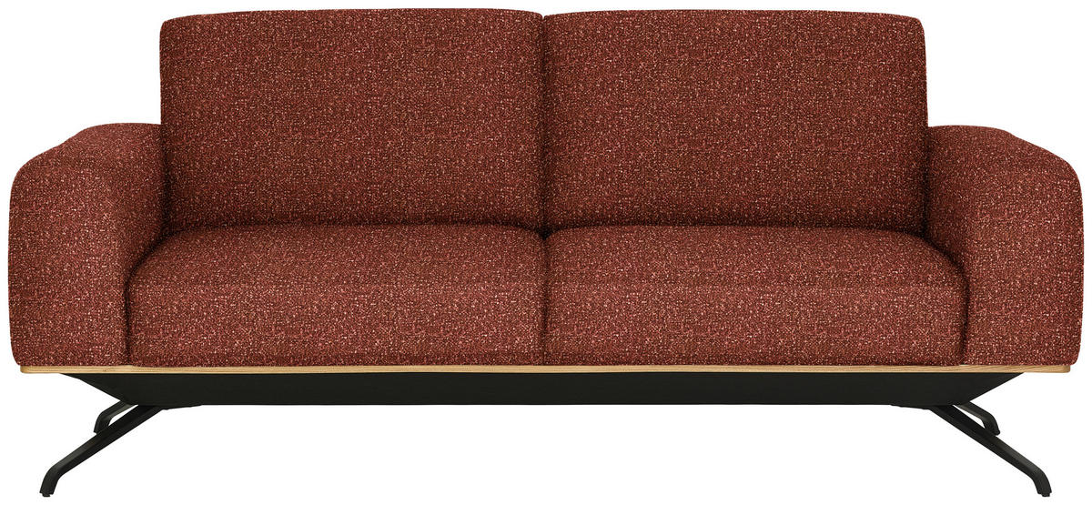 3-SITZER-SOFA in Struktur Rostfarben  - Rostfarben/Schwarz, Design, Holz/Textil (196/85-104/95cm) - Novel