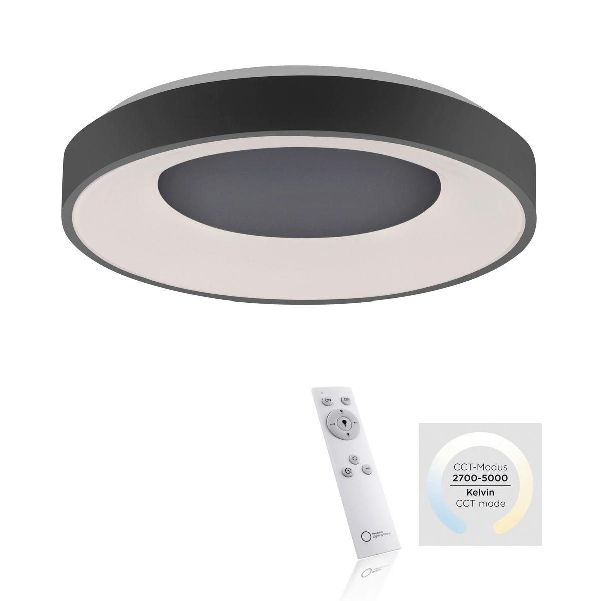 LED-DECKENLEUCHTE 48/7,8 cm   - Anthrazit, Basics, Kunststoff/Metall (48/7,8cm)