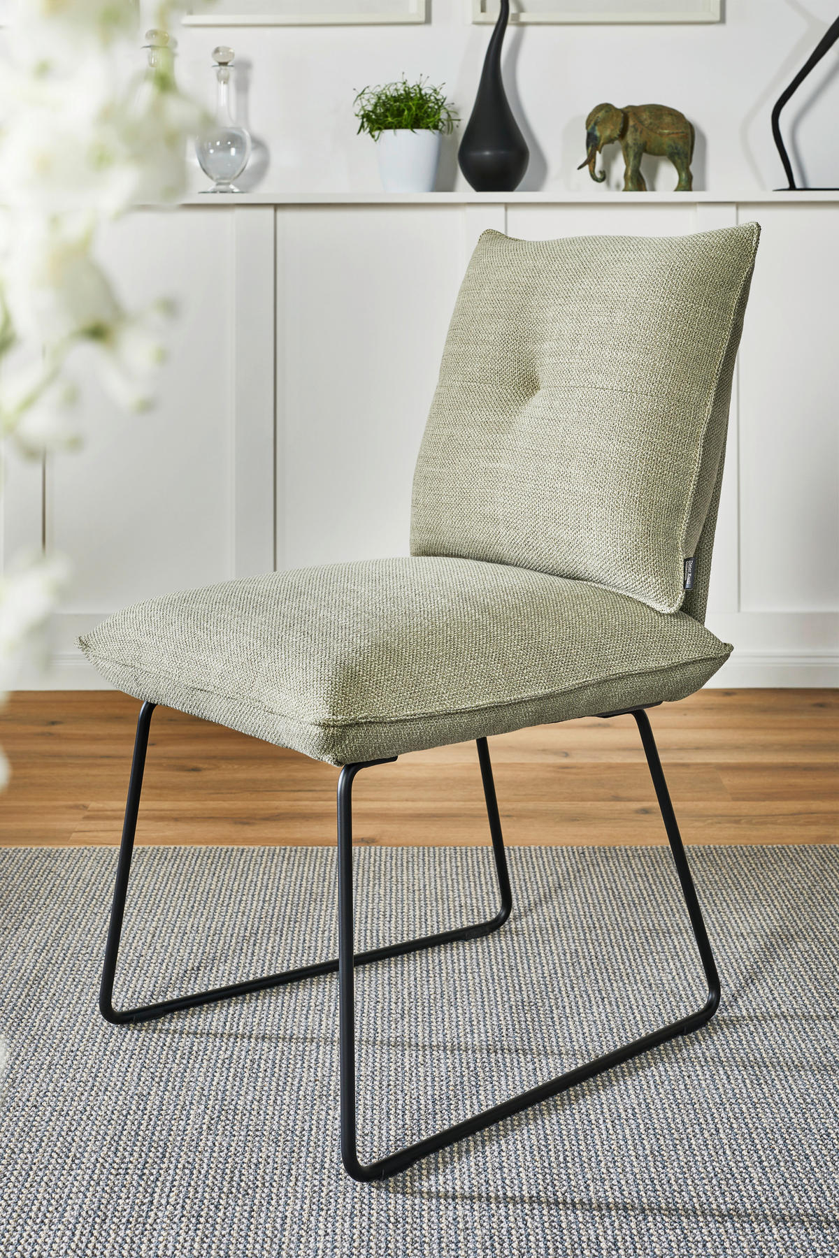 STUHL - Beige/Schwarz, Design, Textil/Metall (50/90/70cm) - Dieter Knoll
