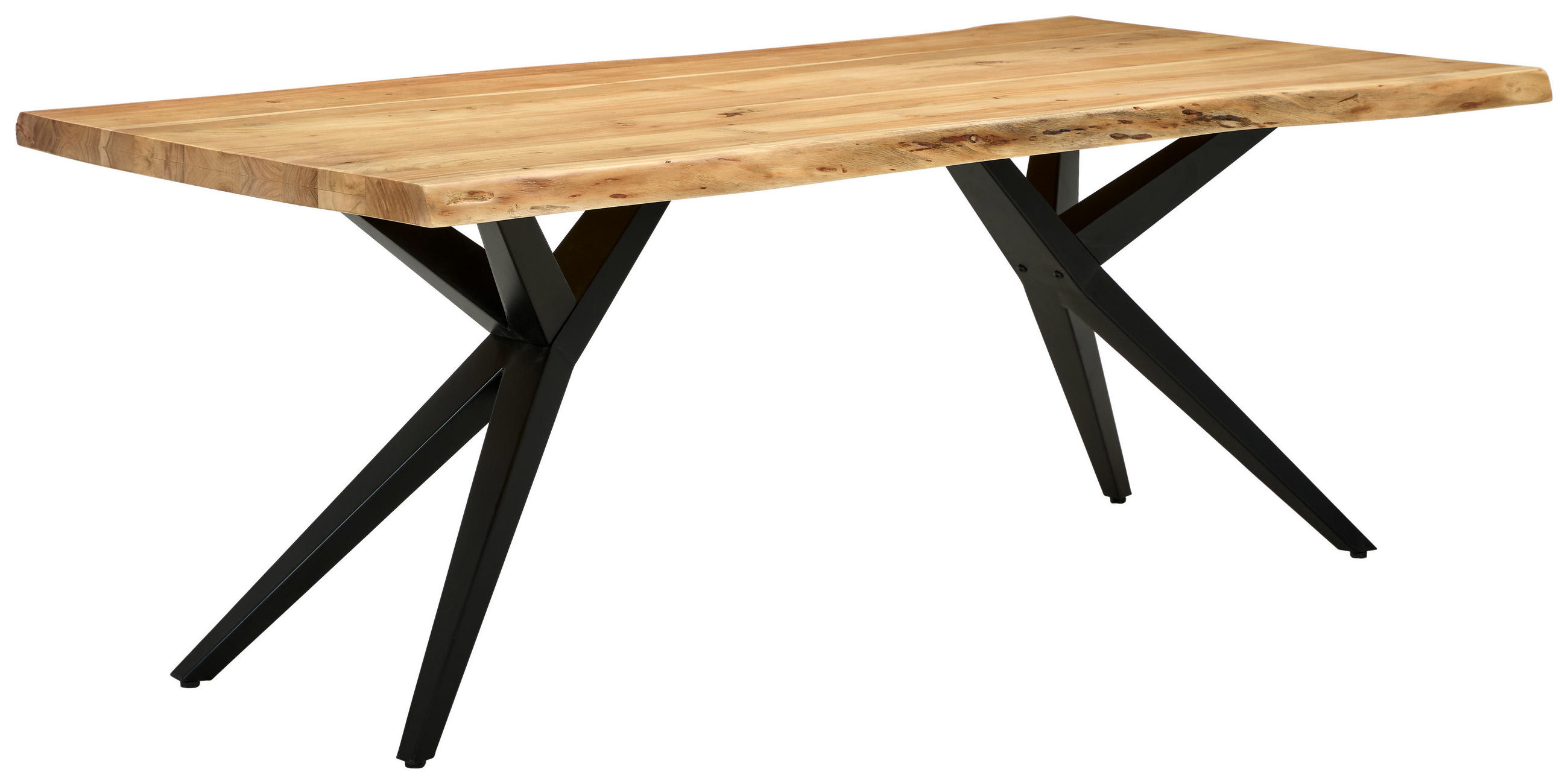 ESSTISCH in Holz, Metall 200/100/76 cm  - Schwarz/Akaziefarben, LIFESTYLE, Holz/Metall (200/100/76cm) - Landscape