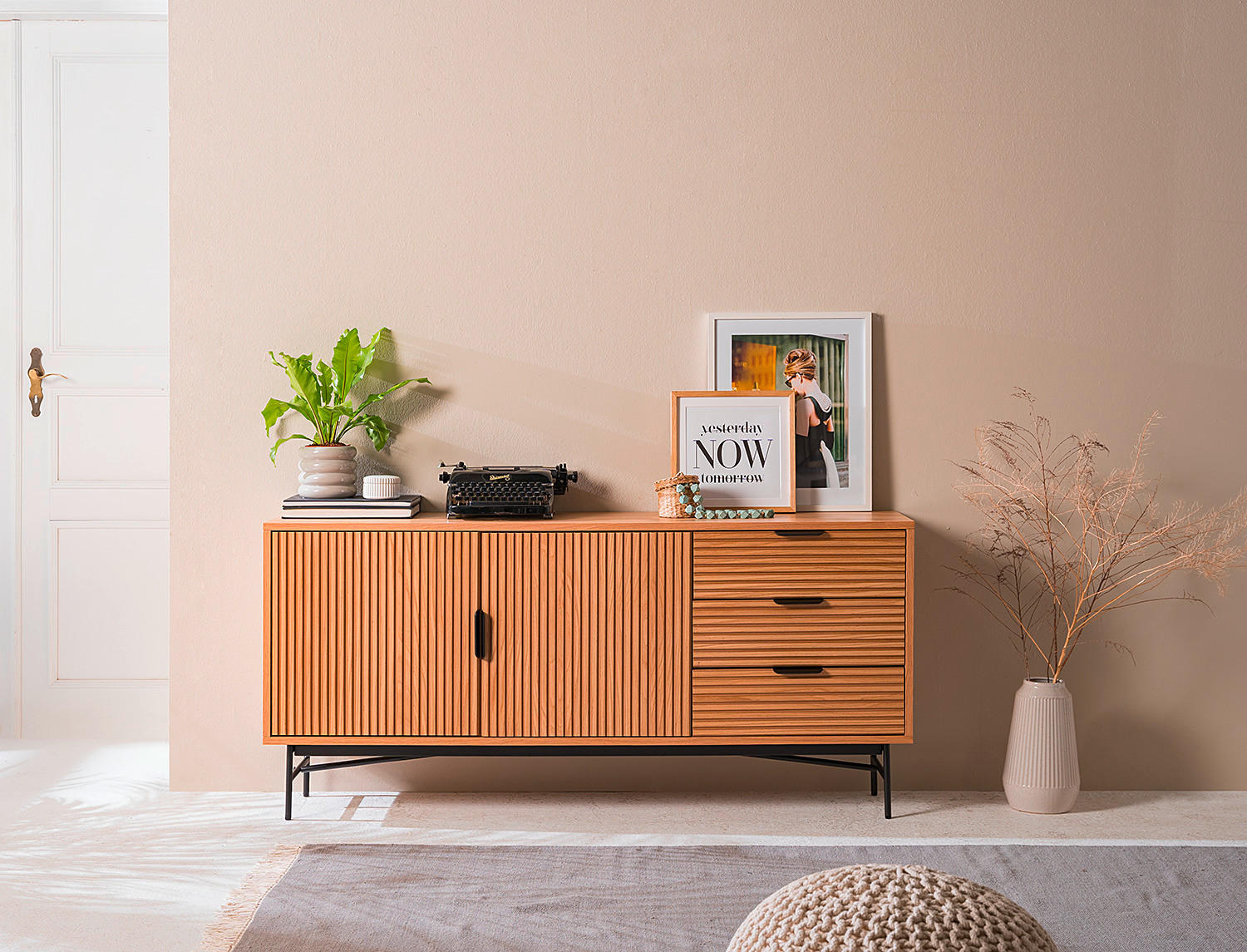 SIDEBOARD 160/75/40 cm  - Eichefarben/Schwarz, LIFESTYLE, Holz/Holzwerkstoff (160/75/40cm) - home24