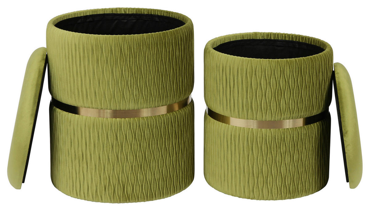 SADA TABURETŮ,  - zelená/barvy zlata, Konvenční, kov/textil (31,5+36cm) - MID.YOU