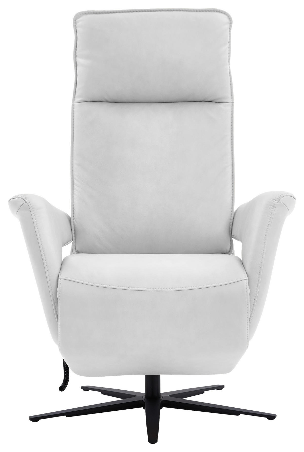 RELAXSESSEL in Leder Weiss  - Weiss/Schwarz, Design, Leder/Metall (83/123/87cm) - Valdera