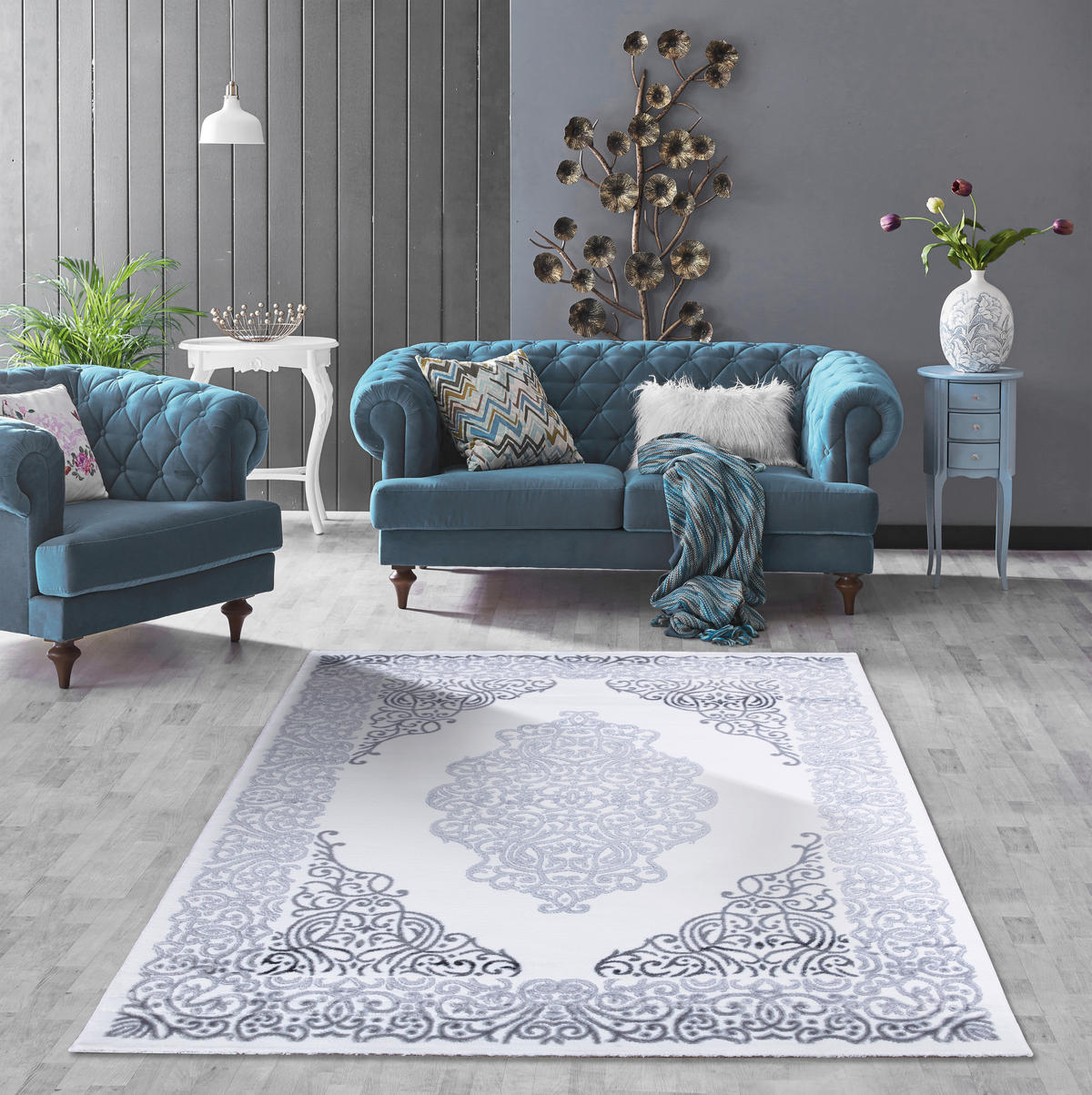 LÄUFER 80/300 cm Eleysa  - Hellgrau/Weiß, LIFESTYLE, Textil (80/300cm) - Novel