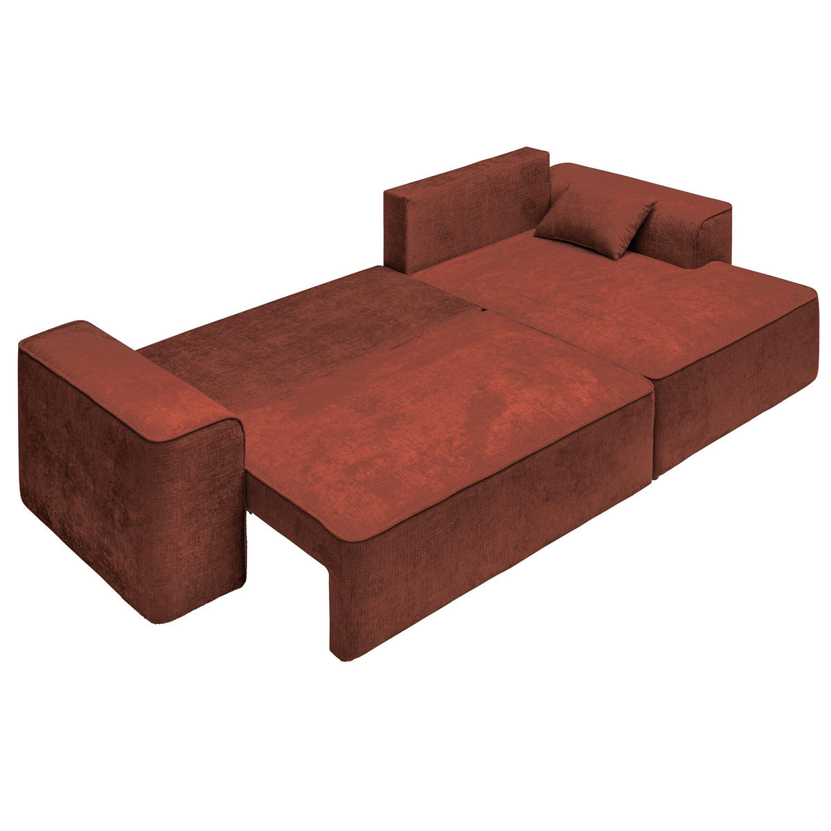 ECKSOFA in Plüsch Rostfarben  - Rostfarben/Blaugrau, Design, Kunststoff/Textil (288/152cm) - Xora