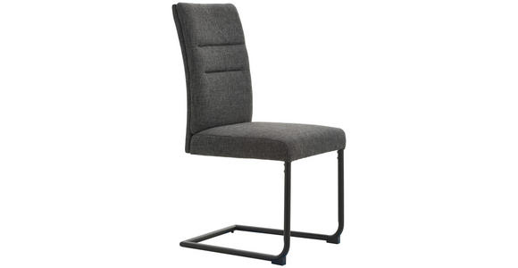 SCHWINGSTUHL in Eisen Webstoff - Dunkelgrau/Schwarz, Design, Textil/Metall (48/98/63cm) - Novel