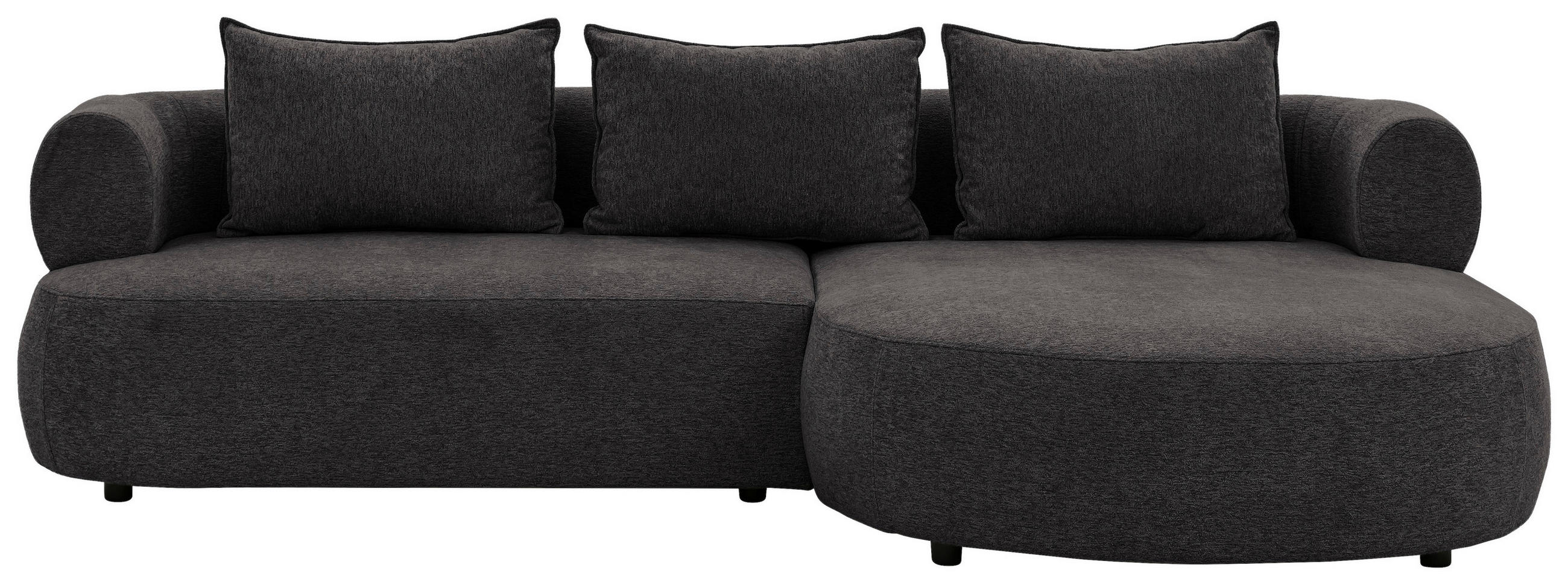 ECKSOFA in Chenille Schwarz  256/156 cm  - Schwarz, Design, Kunststoff/Textil (256/156cm) - Livetastic