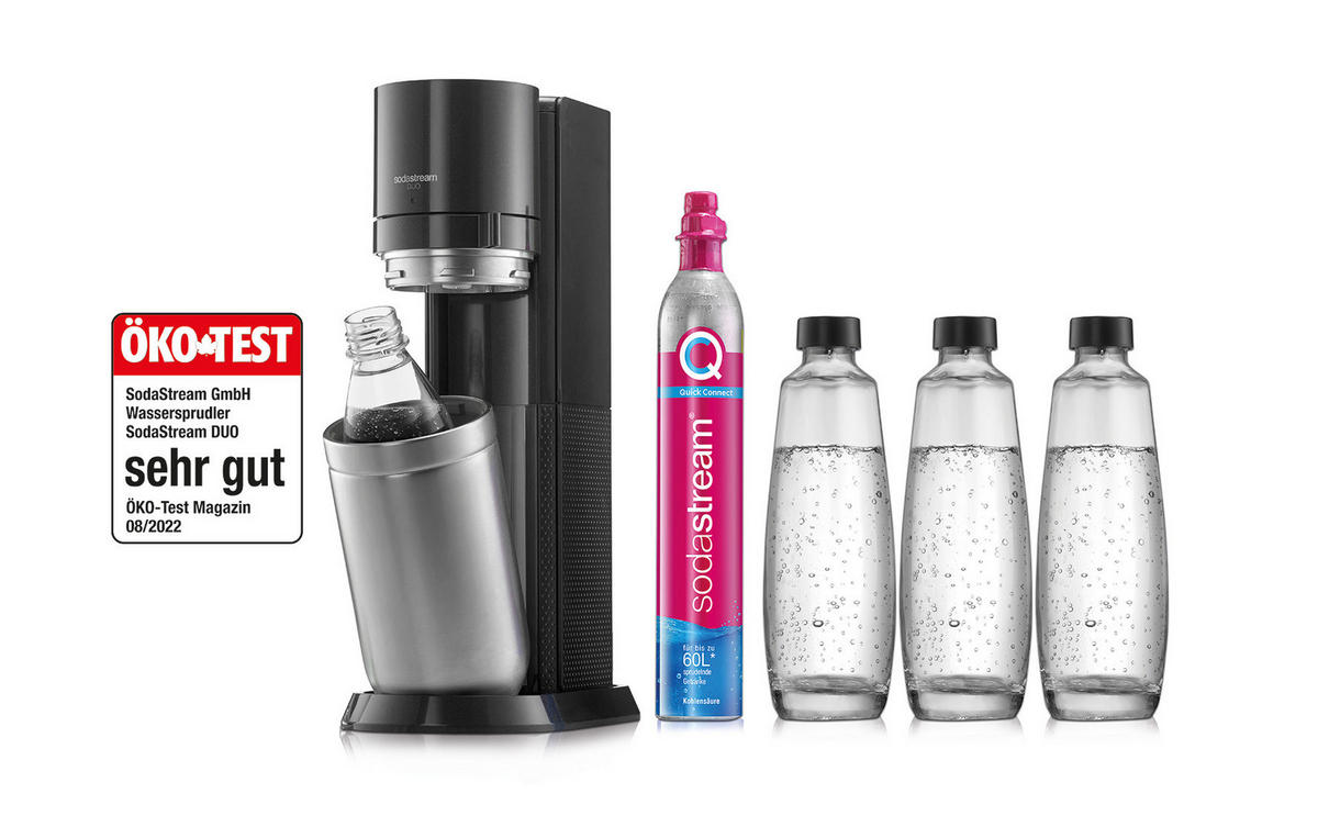 WASSERSPRUDLER Duo Titan Mega-Pack  - Titanfarben, KONVENTIONELL, Glas/Kunststoff (44cm) - SodaStream