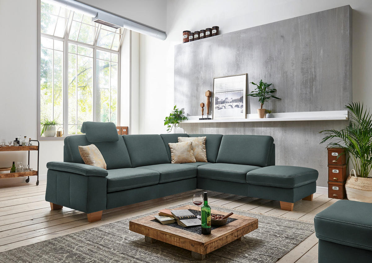 ECKSOFA Echtleder Opal  - Eichefarben/Beige, Konventionell, Leder/Holzwerkstoff (274/235cm) - Beldomo Premium