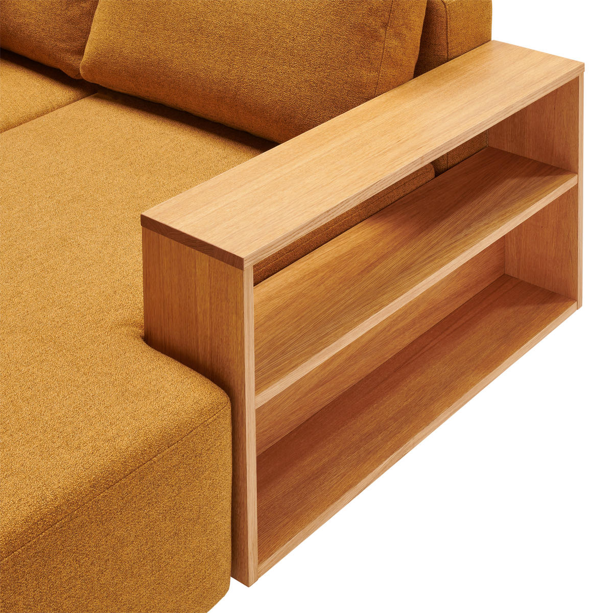 ECKSOFA in Flachgewebe Gelb  - Eichefarben/Gelb, Design, Holz/Textil (190/307cm) - Joka