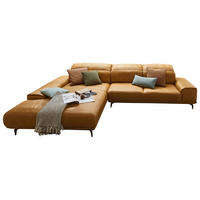 ECKSOFA MR 2490 Gelb Echtleder Rücken echt  - Gelb/Bronzefarben, Design, Leder/Metall (207/342cm) - Musterring