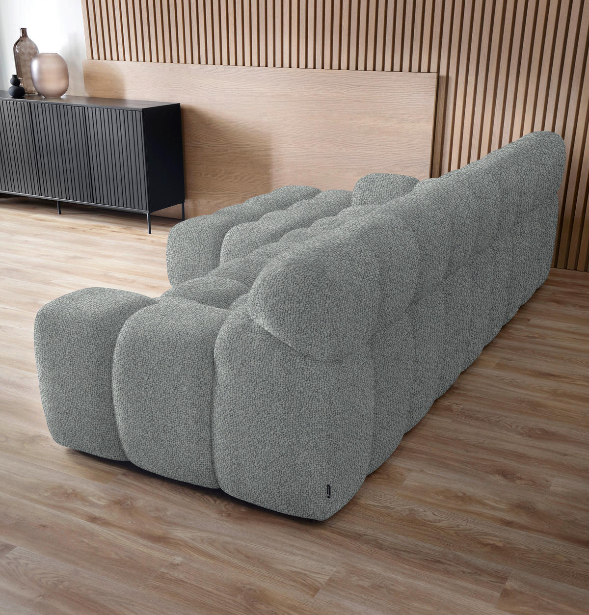 ECKSOFA in Webstoff Hellgrau  - Hellgrau/Schwarz, Modern, Kunststoff/Textil (180/297cm) - Welnova