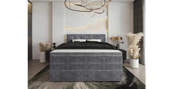 BOXSPRINGBETT 160/200 cm  in Grau  - Schwarz/Grau, KONVENTIONELL, Kunststoff/Textil (160/200cm) - Carryhome