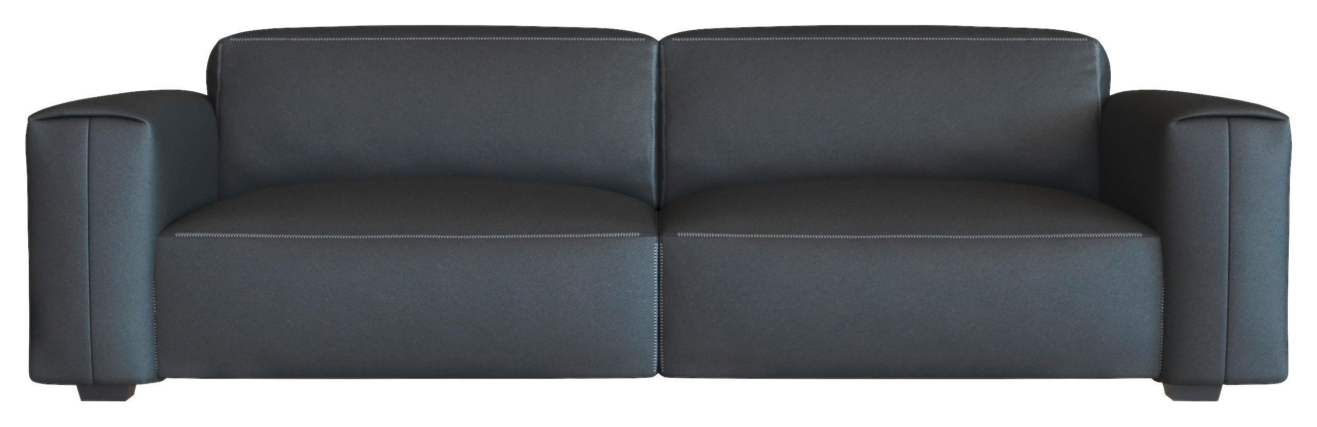 DREISITZER-SOFA Schwarz Echtleder  - Schwarz, Design, Leder/Holz (252/73/102cm) - Livetastic