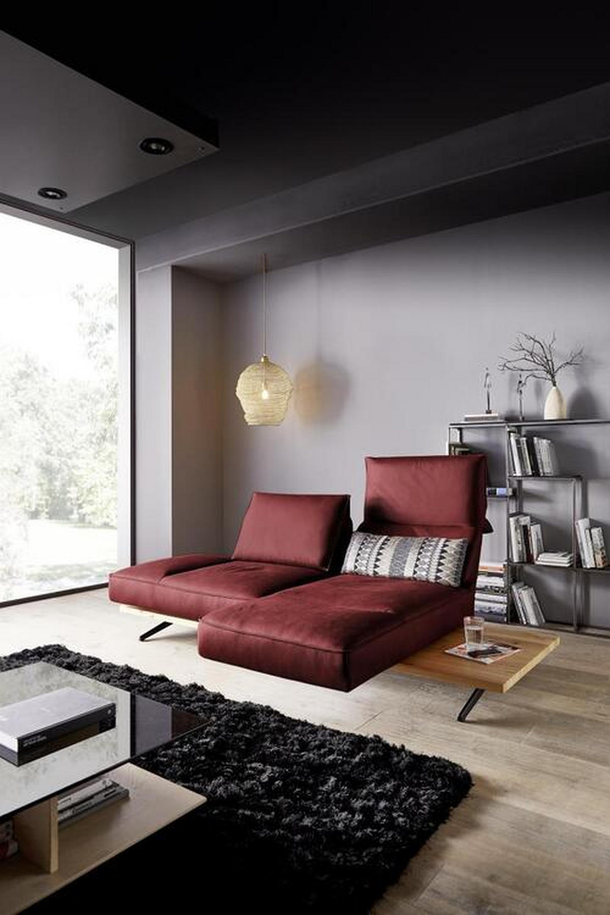 2,5-SITZER Echtleder Rostfarben  - Eichefarben/Rostfarben, Design, Leder/Holz (240/116/88cm) - Koinor