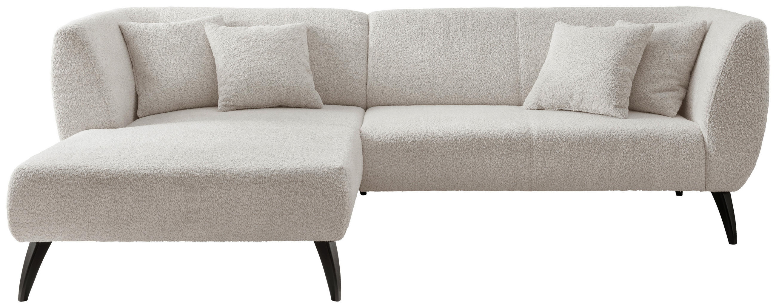 ECKSOFA  in Bouclé Weiß  160/264 cm  - Schwarz/Weiß, MODERN, Holz/Textil (160/264cm) - MID.YOU