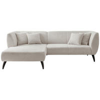 ECKSOFA  in Bouclé Weiß  160/264 cm  - Schwarz/Weiß, MODERN, Holz/Textil (160/264cm) - MID.YOU