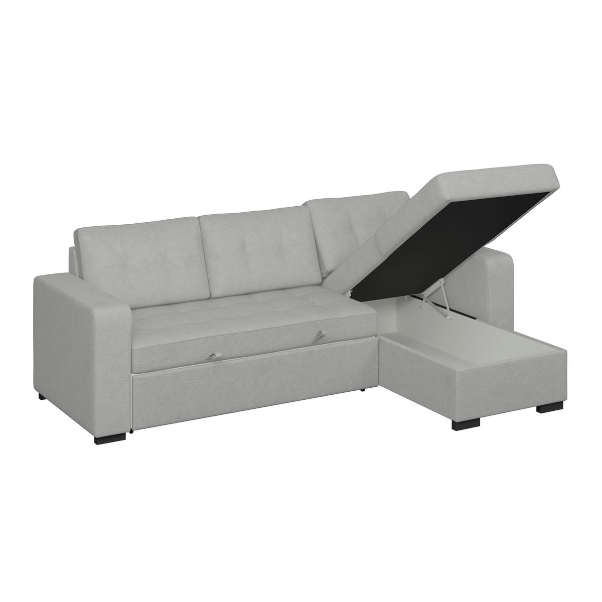 ECKSOFA Mikrofaser, Struktur Grau  - Schwarz/Grau, Trend, Textil/Metall (239/160cm) - MID.YOU