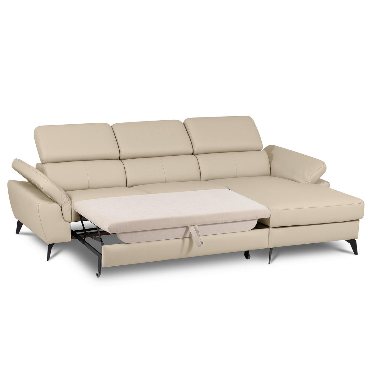 ECKSOFA  in Lederlook Echtleder Grau  - Schwarz/Grau, Design, Leder/Textil (252/179cm) - Livetastic
