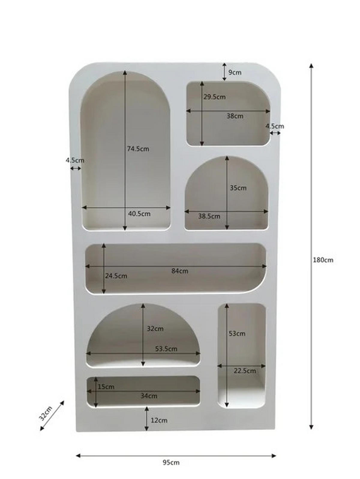 REGAL Weiß  95/180/32 cm  - Weiß, Design, Holzwerkstoff (95/180/32cm) - Kare-Design