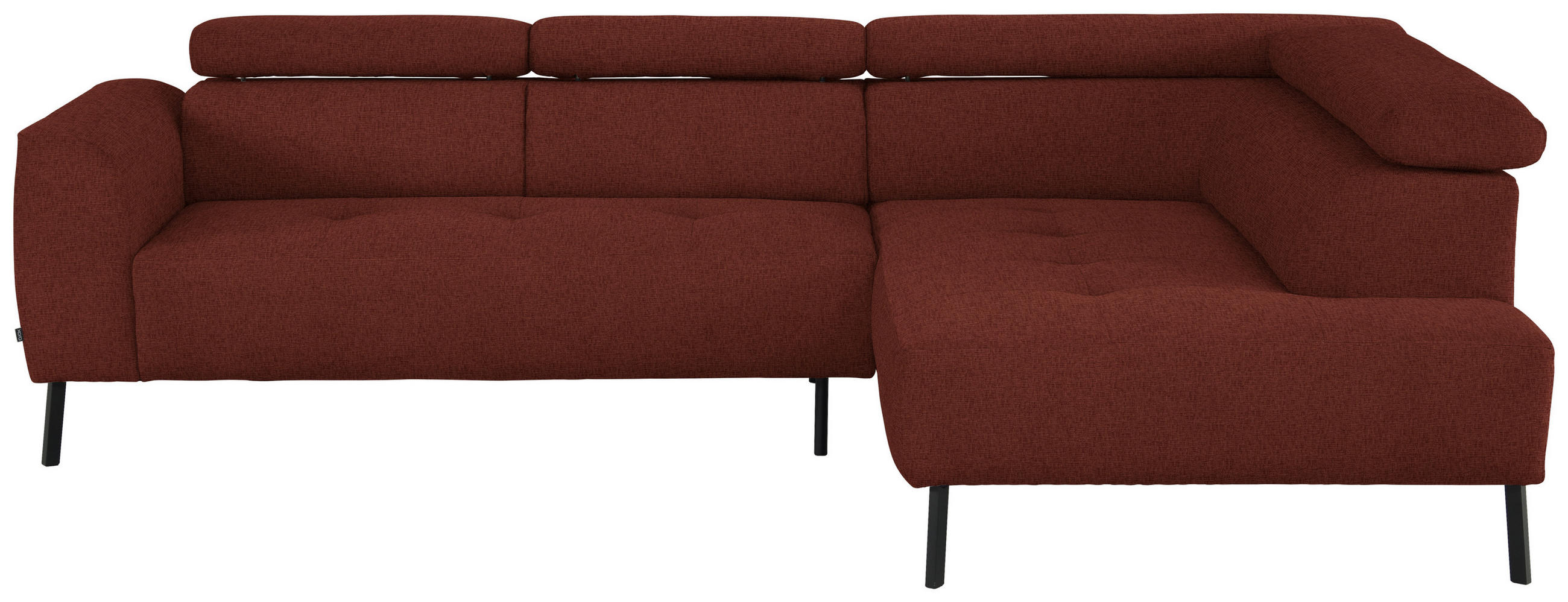 ECKSOFA in Chenille Rostfarben  - Rostfarben/Schwarz, Design, Textil/Metall (280/205cm) - Xora