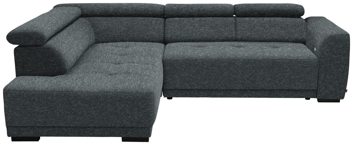 ECKSOFA in Chenille Grau  - Schwarz/Grau, Design, Kunststoff/Textil (205/284cm) - MID.YOU