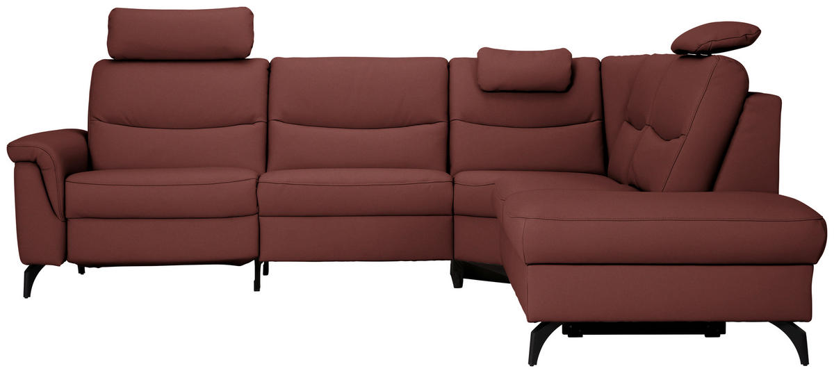 ECKSOFA  in Echtleder Rotbraun  280/249 cm  - Rotbraun/Anthrazit, Design, Leder/Metall (280/249cm) - Himolla Komfortklass