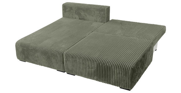 ECKSOFA in Cord Olivgrün  - Schwarz/Olivgrün, MODERN, Holz/Textil (145/210cm) - Carryhome