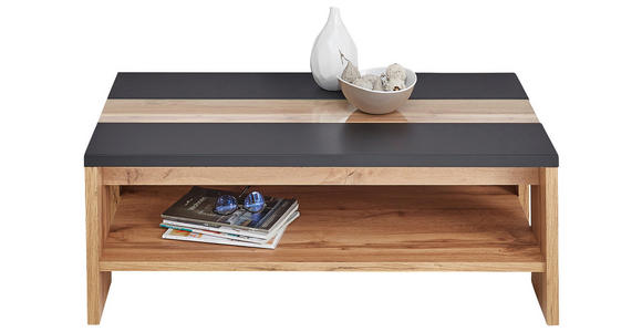 COUCHTISCH in Glas, Holzwerkstoff 110/65/40 cm  - Eichefarben/Schwarz, Design, Glas/Holzwerkstoff (110/65/40cm) - Hom`in