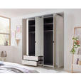 DREHTÜRENSCHRANK 180/225,5/57 cm,  in Weiß, 4-türig  - Schwarz/Weiß, KONVENTIONELL, Glas/Holzwerkstoff (180/225,5/57cm) - Xora