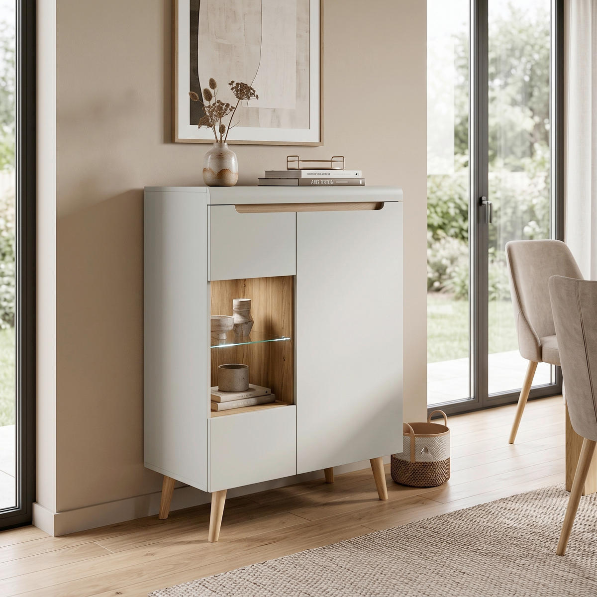 HIGHBOARD  90/134/40 cm  - Eichefarben/Grün, Design, Holzwerkstoff (90/134/40cm) - MID.YOU