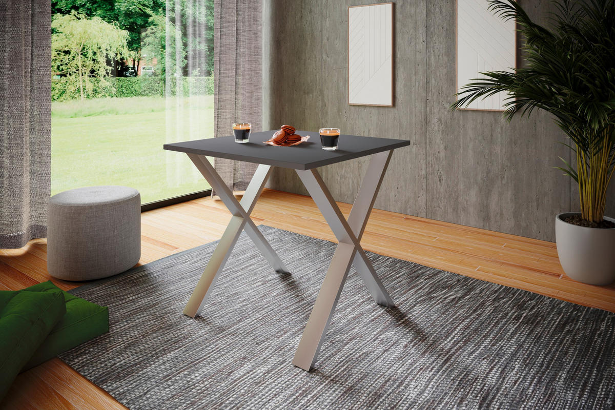 SCHREIBTISCH  in Anthrazit, Silberfarben  - Anthrazit/Silberfarben, Design, Holzwerkstoff/Metall (80/76/80cm) - MID.YOU