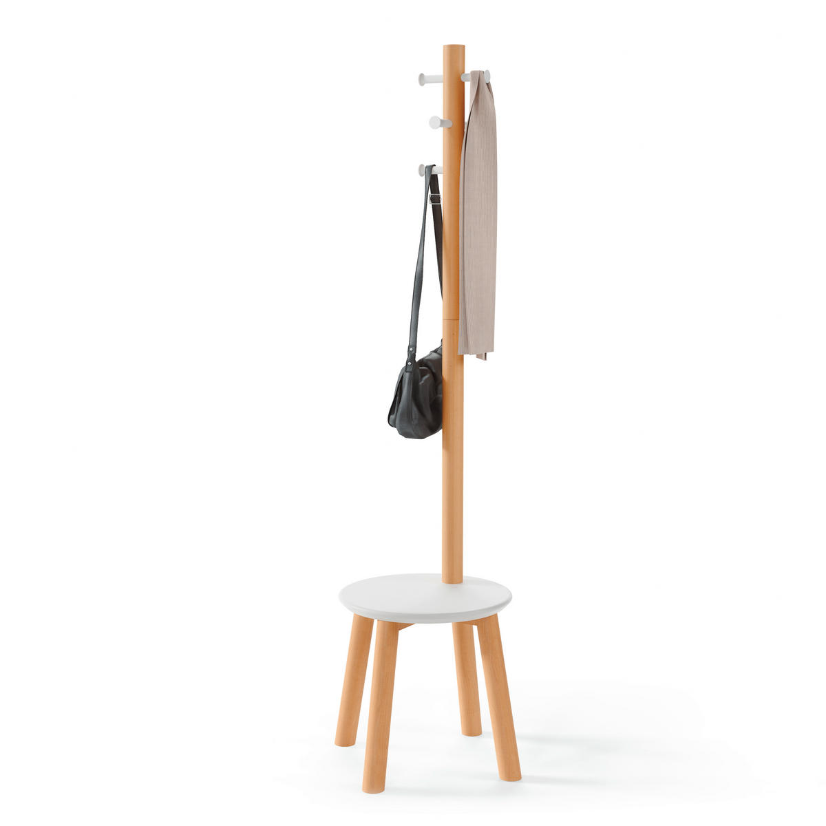 KLEIDERSTÄNDER in Naturfarben, Weiß  51/165 cm  - Naturfarben/Weiß, Basics, Holz (51/165cm) - Umbra